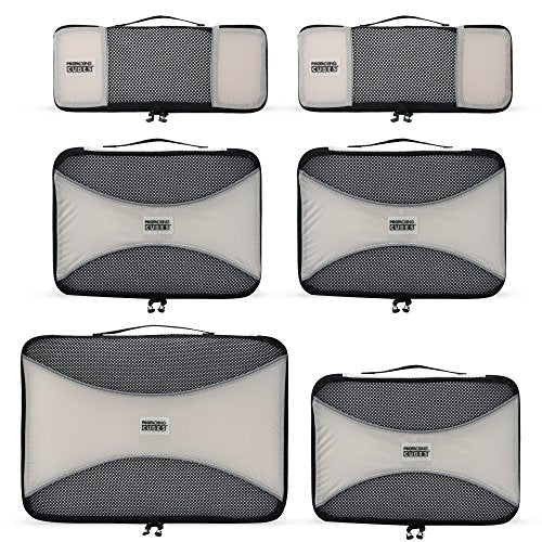 Pro Packing Cubes 6 Piece Lightweight Travel Cube Set of Compression Organizers