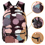 LORVIES Japanese Circle Pattern Lightweight School Classic Backpack Travel Rucksack for Girls Women Kids Teens