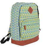 Damara Vintage Geometric Prints Canvas School Bag,Yellow