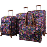 Lily Bloom Luggage Set 4 Piece Suitcase Collection With Spinner Wheels For Woman (Rake It In Black)