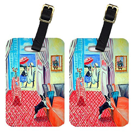 Caroline's Treasures 7120BT Lady with her Boston Terrier Luggage Tags Pair of 2, Large, multicolor