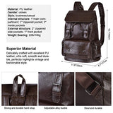Vbiger Unisex Pu Leather Laptop Backpack Large-Capacity Casual Daypack Multi-Purpose Drawstring
