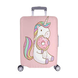 InterestPrint Cute Cartoon Unicorn Eating Donuts Travel Luggage Cover Suitcase Baggage Protector Fits 22"-25" Suitcase