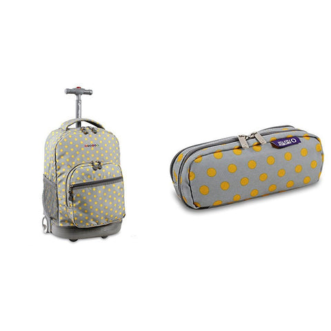 J World Combo Rolling Backpack & Lunch Bag Back to School Bundle Set Sunrise / Jojo, Candy Buttons