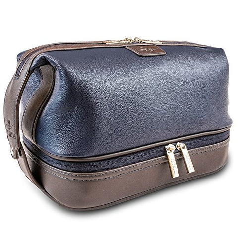 Vetelli Leo Leather Toiletry Bag for Men - Dopp Kit - Handmade for Travelling Vacations and