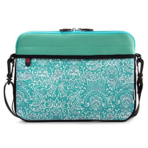 Kroo 11" Neoprene Messenger Bag Sleeve With Front & Rear Pockets, Green