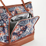Fit & Fresh Voyager Commuter Bag, Carry On Travel Tote, Zippered Shoulder Bag (Navy Orange Paisley)
