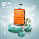 COOLIFE Luggage 3 Piece Set Suitcase Spinner Hardshell Lightweight TSA Lock (Orange)