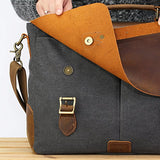 WOWBOX 15.6 Inch Messenger Bag for Mens Vintage Canvas Leather Laptop Messenger Bags Men Business