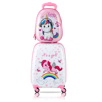 Goplus 2Pc Kid Luggage, 12" & 16" Kids Carry On Luggage Set, Carry On Spinner Luggage Set, Christmas Gift for Boys and Girls