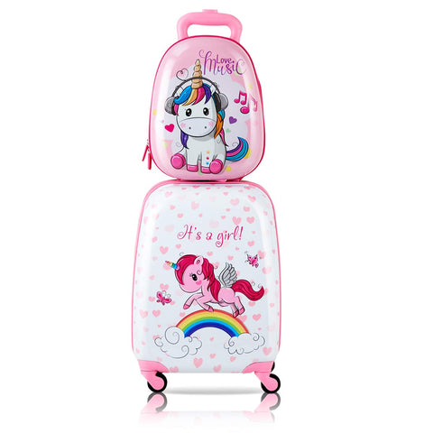 Goplus 2Pc Kid Luggage, 12" & 16" Kids Carry On Luggage Set, Carry On Spinner Luggage Set, Christmas Gift for Boys and Girls