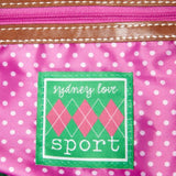Sydney Love Argyle Drawstring Tote Shoulder Bag,Pink/Green,One Size