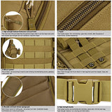 Tactical Military Daypack Sling Chest Pack Bag Molle Laptop Backpack Large Shoulder Bag (Desert