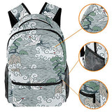 LORVIES Japanese Art Flying Cranes Water And Trees Backpacks for Traveling Hiking Shopping
