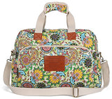 Malirona Canvas Overnight Bag Women Weekender Bag Carry On Travel Duffel Bag Floral Design (Flower)