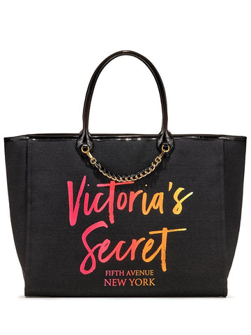 Victoria's Secret Angel City Tote, Black/Ombre Script