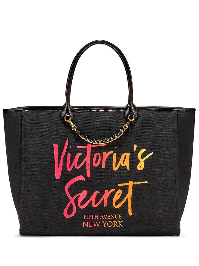 Victoria's Secret Angel City Tote, Black/Ombre Script