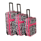 World Traveler Damask 3-Piece Expandable Upright Luggage Set, Pink Trim Damask