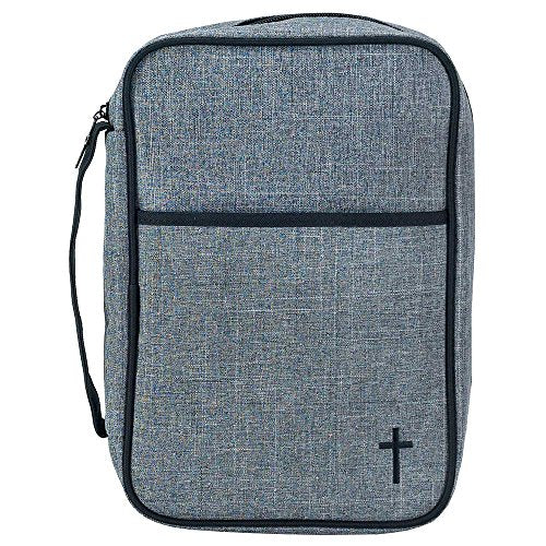 Gray And Black 7.8 X 10 Reinforced Polyester Thinline Bible Cover Case With Handle