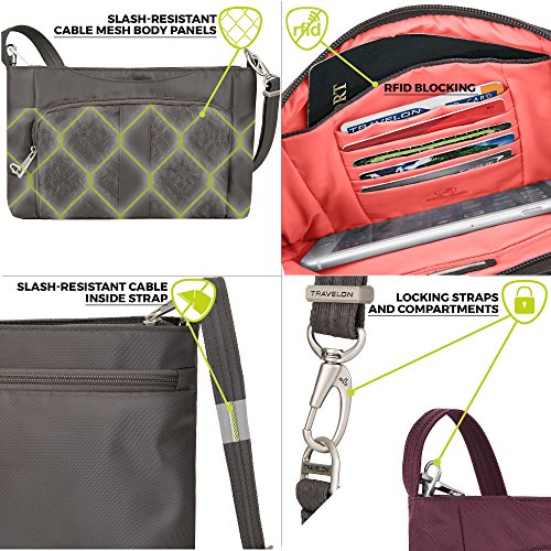 Travelon AntiTheft Signature E/W Slim Shoulder Bag, Black