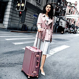 Aluminum Frame Luggage, Durable PC Hardshell Spinner Suitcase TSA Lock Carry On 20 Inch Rose Gold