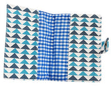 Blue & Turquoise Triangle Patterns Canvas Passport Holder Protect Cover Case