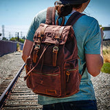 GEARONIC TM 21L Vintage Canvas Backpack for Men Leather Rucksack Knapsack 15 inch Laptop Tote