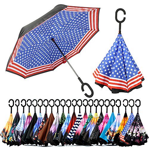 Spar. Saa Double Layer Inverted Umbrella With C-Shaped Handle, Anti-Uv Waterproof Windproof
