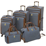 London Fog Kensington 25 Inch Expandable Spinner, Blue Tan Plaid