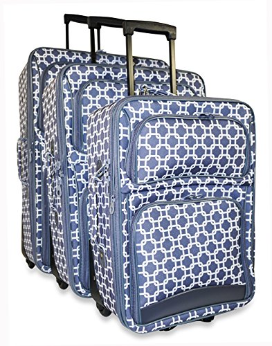 Ever Moda Chain Link 3-Piece Luggage Set (Grey)