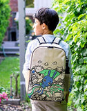 SoYoung Grade School BackPack - Raw Linen, Eco-Friendly, Non-Toxic, Retro-Inspired Design - Pixopop Flying Stitch Bunny