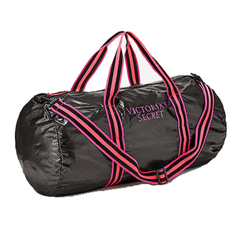 Victoria's Secret Lightweight Packable Weekender Duffle Bag Black/Pink