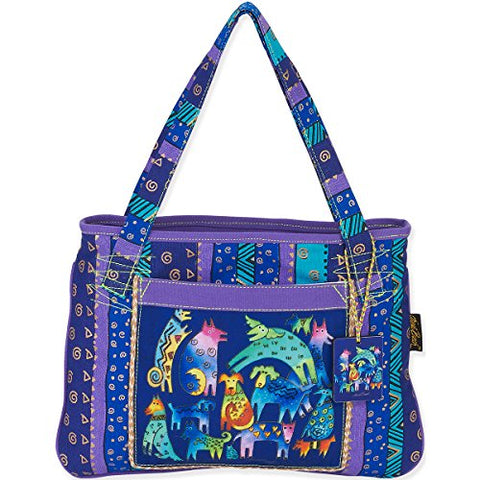 Laurel Burch Medium Tote, 15 By 11-Inch, Mythical Dogs