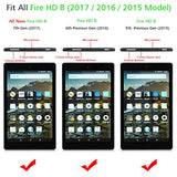 Amazon Fire HD 8 Tablet Case, Buruis Premium Leather Shockproof fire 8 Case Trifold Stand Cover