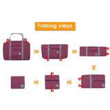 WANDF Foldable Travel Duffel Bag Luggage Sports Gym Water Resistant Nylon (Wine Red)
