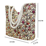 Bibitime Print Owl Shopping Tote Handbag Beach Bag With Braided Spiral Straps (17.72 14.17 5.51 In,