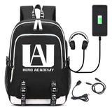 My Hero Academia College Bag Daypack Backpack Laptop with USB Charging Port