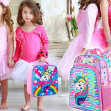 4PCS Unicorn Backpack for Girls, 16" Sequin Kids Bookbag and Lunch Box