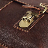 Polare Men'S 14'' Real Leather Professional Messenger Bag Laptop Briefcase