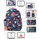 Girl's 6 in 1 Backpack Set Including A Backpack, Lunch Bag, Pencil Case,Water Bottle, Pom Pom Keychain, And Clip (Unicorn)