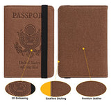 Passport Holder Cover Wallet Case - DESERTI BRANDS Leather RFID Blocking For Women Men - Brown