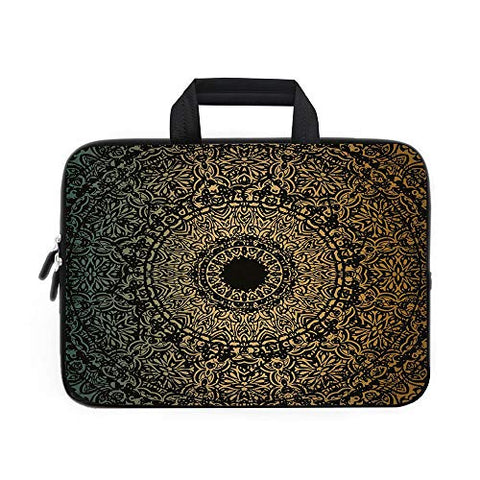 Gold Mandala Laptop Carrying Bag Sleeve,Neoprene Sleeve Case/Spiritual Ritual Symbol