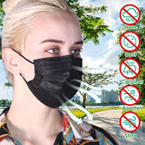 WAPIKE Black Face Masks, 100 Pcs Black Disposable Face Masks 3 Ply Filter Protection