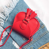 Kids Girls Soft Leather Shoulder Purse with Tassel Mini Crossbody Bag