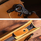 Sealinf Mens Leather Handbag Zipper Briefcase Shoulder Crossbody Messenger Bag (Light Brown)