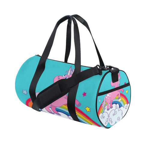 Unicorn On Rainbow Duffel Bag,Canvas Travel Bag for Gym Sports and Overnight