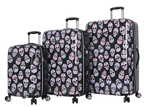 BETSEY JOHNSON Skull Party 3 Piece Expandable Hardside Spinner Luggage Set