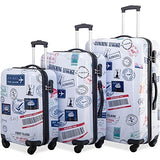 Flieks Graphic Print Luggage Set 3 Piece ABS + PC Spinner Travel Suitcase (By Mail)