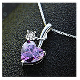 Acxico 925 Sterling Silver Amethyst Zircon Heart Shape Necklace Pendant,1 PC