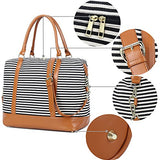 CAMTOP Women Ladies Travel Bag Canvas Weekend Overnight Carry On Luggage Bags(Black Stripe)